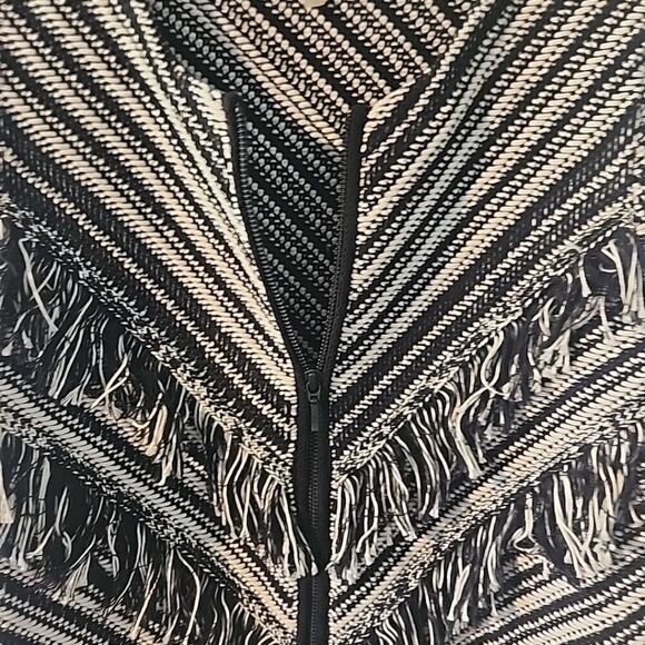 Nine west black white extra small fringe western jacket zip up - Picture 3 of 4